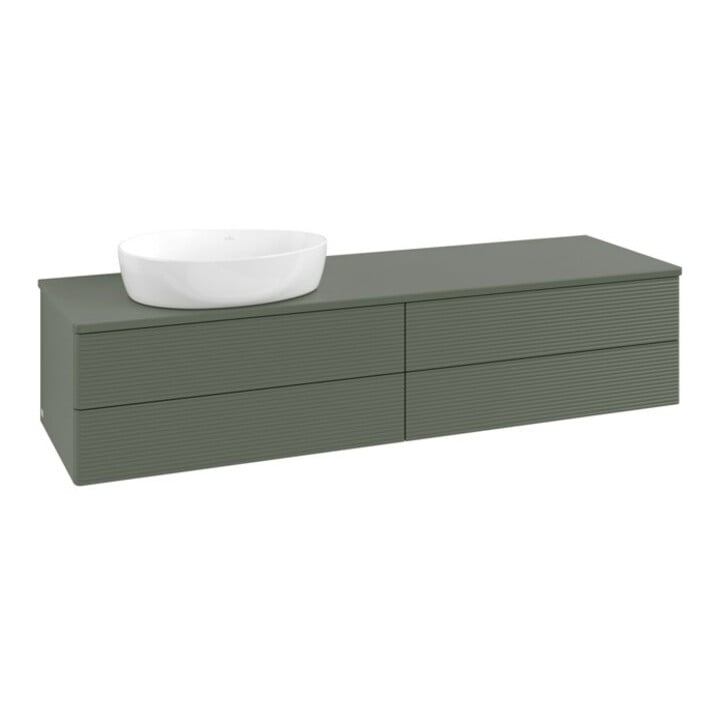 V&B Waschtischunterschrank mit Frontstruktur Antao 160x50cm, WBP-farbe Lac, lea gre. m Lac