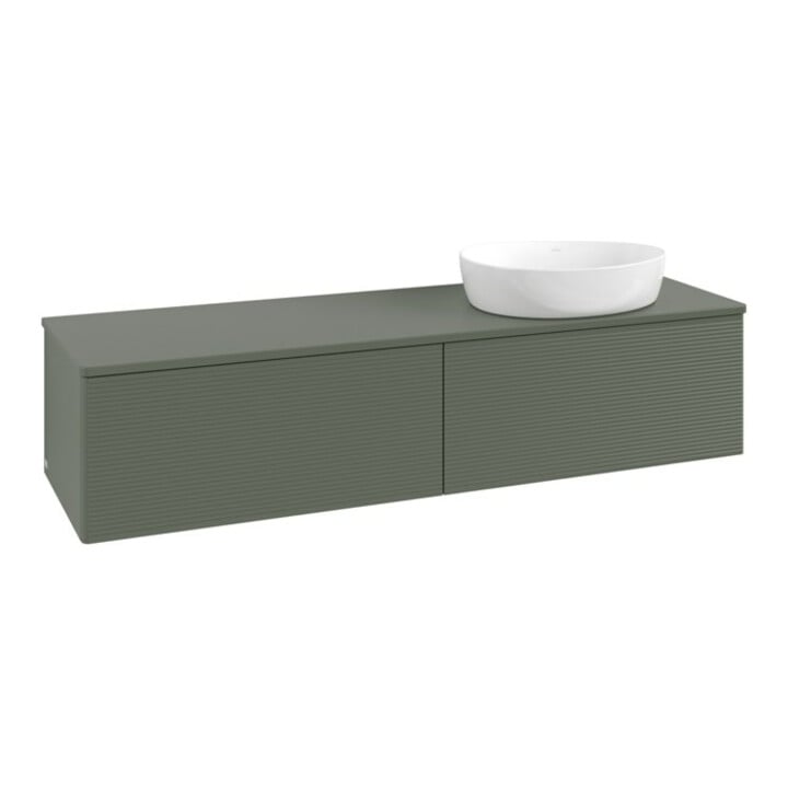 V&B Waschtischunterschrank mit Frontstruktur Antao 160x50cm, WBP-farbe Lac, lea gre. m Lac