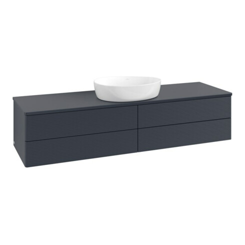 V&B Waschtischunterschrank mit Frontstruktur Antao 160x50cm, WBP-farbe Lac, md bl. m Lac