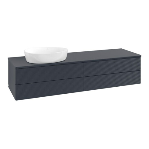 V&B Waschtischunterschrank mit Frontstruktur Antao 160x50cm, WBP-farbe Lac, md bl. m Lac