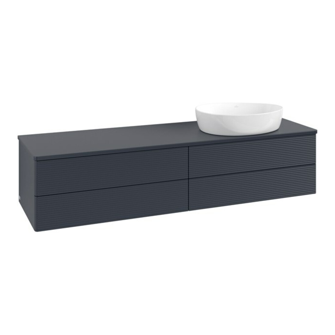 V&B Waschtischunterschrank mit Frontstruktur Antao 160x50cm, WBP-farbe Lac, md bl. m Lac