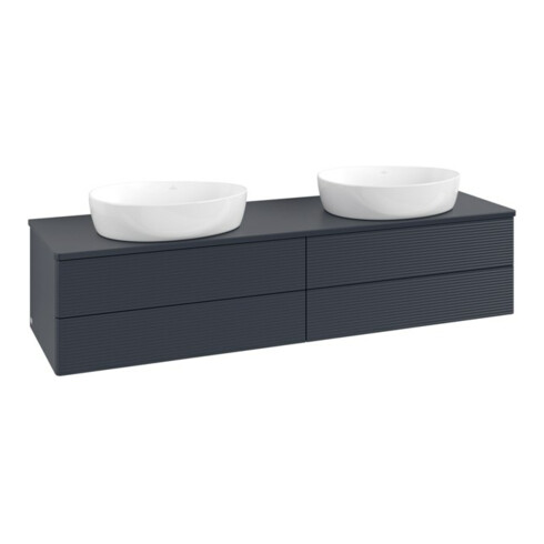 V&B Waschtischunterschrank mit Frontstruktur Antao 160x50cm, WBP-farbe Lac, md bl. m Lac