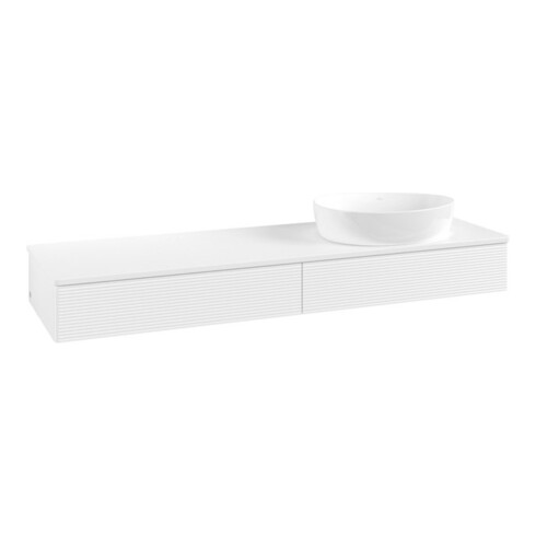 V&B Waschtischunterschrank mit Frontstruktur Antao 160x50cm, WBP-farbe Lac, wh. m lacquer