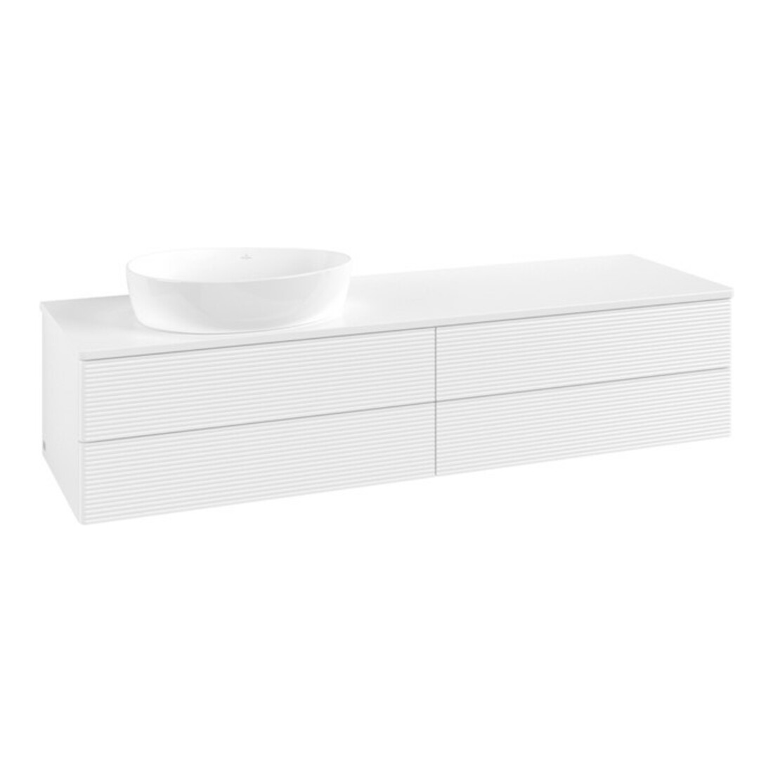 V&B Waschtischunterschrank mit Frontstruktur Antao 160x50cm, WBP-farbe Lac, wh. m lacquer