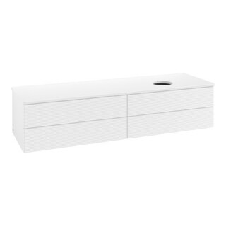 V&B Waschtischunterschrank mit Frontstruktur Antao 160x50cm, WBP-farbe Lac, wh. m lacquer