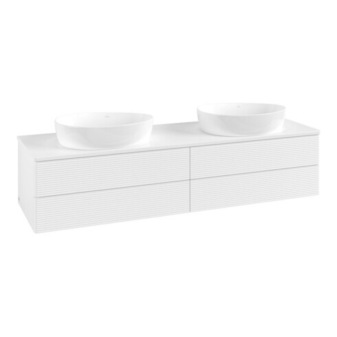 V&B Waschtischunterschrank mit Frontstruktur Antao 160x50cm, WBP-farbe Lac, wh. m lacquer