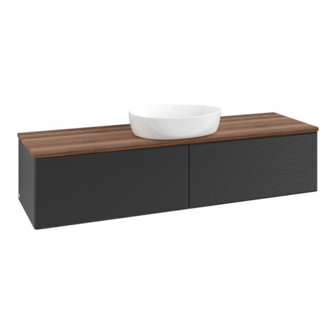 V&B Waschtischunterschrank mit Frontstruktur Antao 160x50cm, WBP-farbe w. wal, bla m Lac