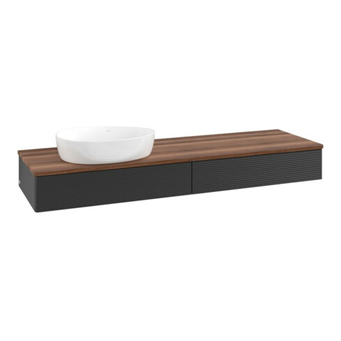 V&B Waschtischunterschrank mit Frontstruktur Antao 160x50cm, WBP-farbe w. wal, bla m Lac