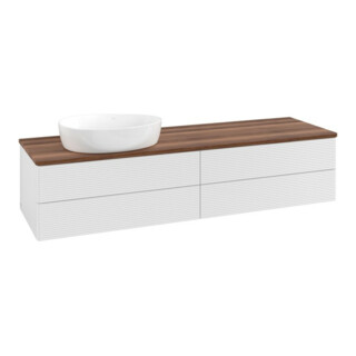 V&B Waschtischunterschrank mit Frontstruktur Antao 160x50cm, WBP-farbe w. wal, glo wh. Lac