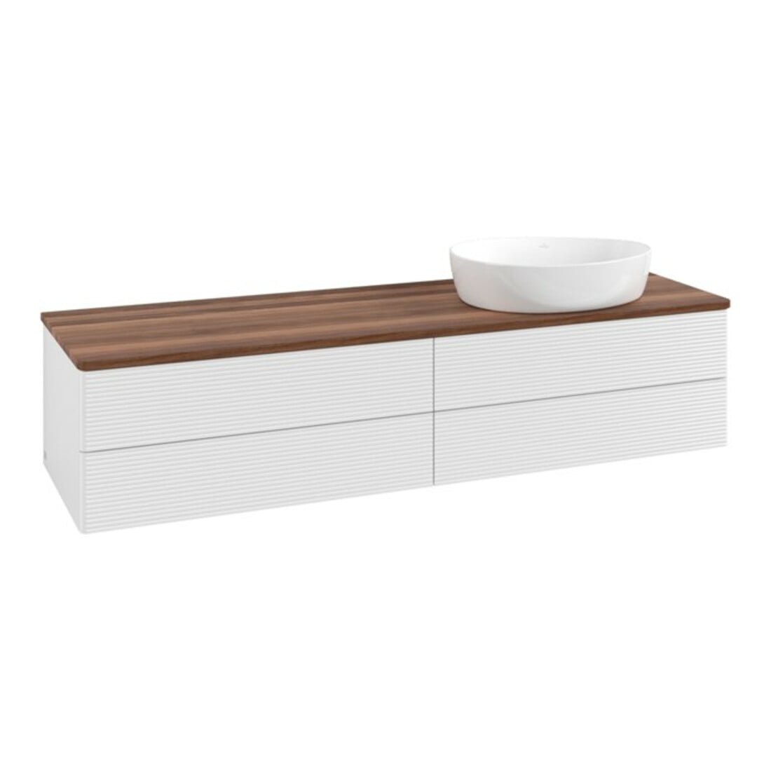 V&B Waschtischunterschrank mit Frontstruktur Antao 160x50cm, WBP-farbe w. wal, glo wh. Lac