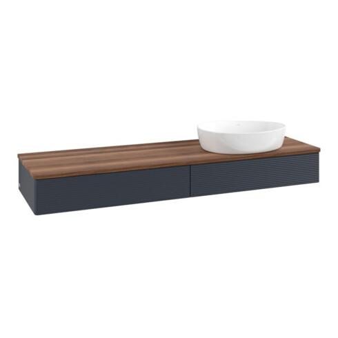 V&B Waschtischunterschrank mit Frontstruktur Antao 160x50cm, WBP-farbe w. wal, md bl. m Lac
