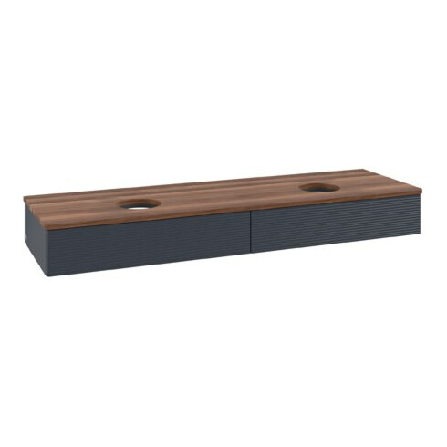 V&B Waschtischunterschrank mit Frontstruktur Antao 160x50cm, WBP-farbe w. wal, md bl. m Lac
