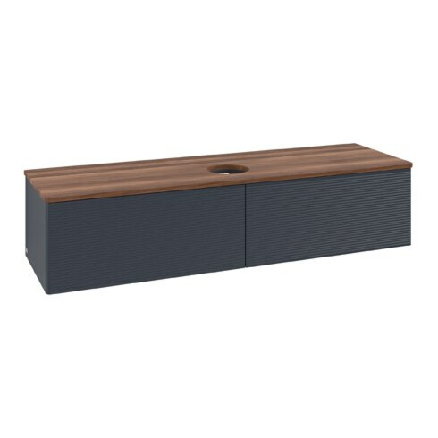 V&B Waschtischunterschrank mit Frontstruktur Antao 160x50cm, WBP-farbe w. wal, md bl. m Lac