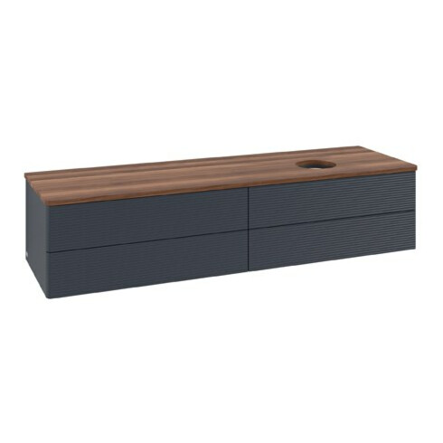 V&B Waschtischunterschrank mit Frontstruktur Antao 160x50cm, WBP-farbe w. wal, md bl. m Lac