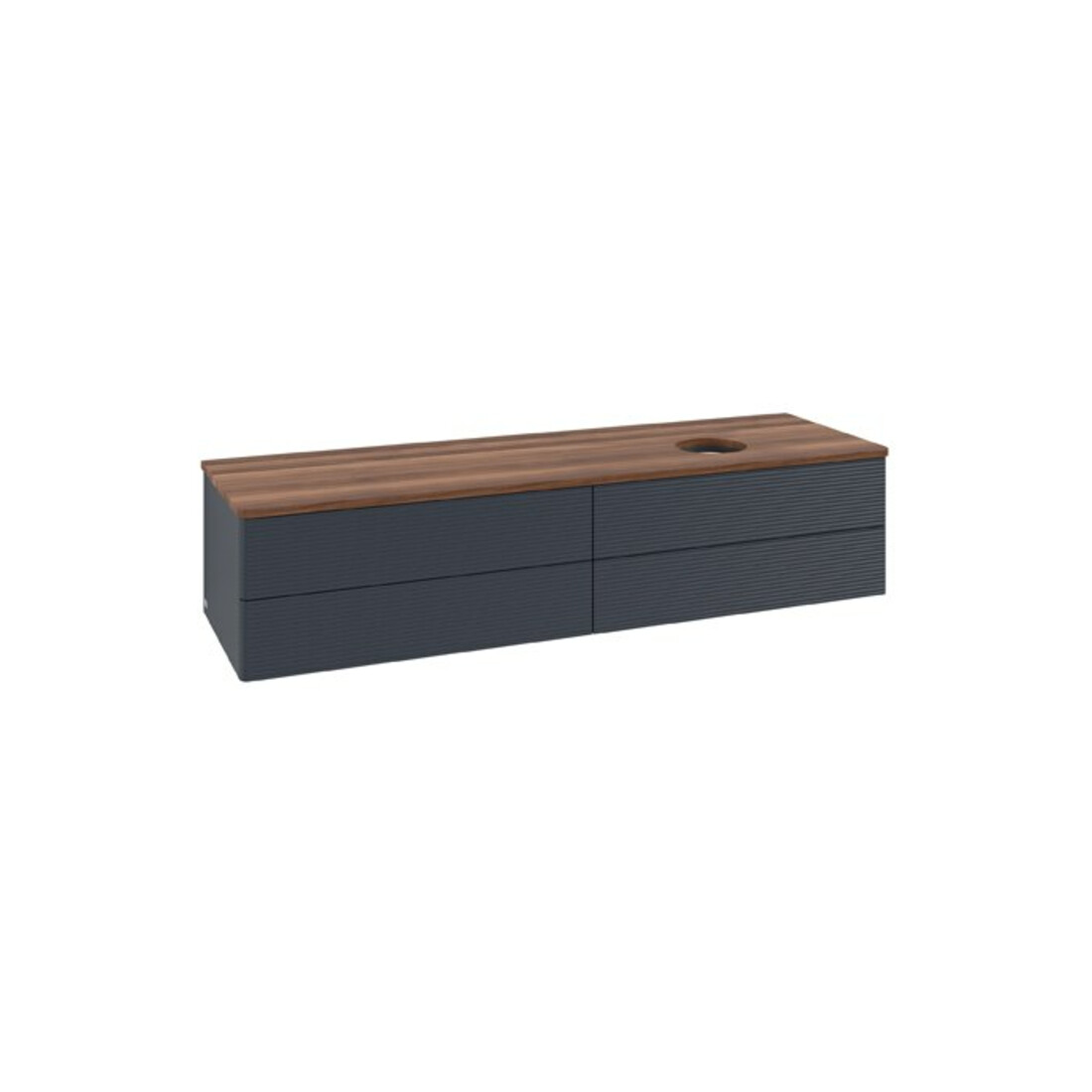 V&B Waschtischunterschrank mit Frontstruktur Antao 160x50cm, WBP-farbe w. wal, md bl. m Lac