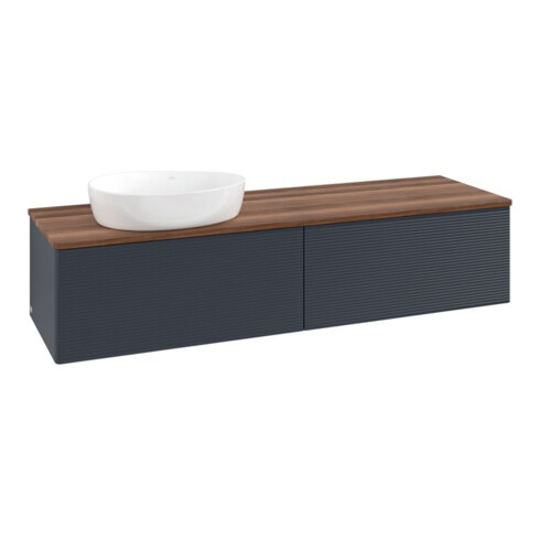 V&B Waschtischunterschrank mit Frontstruktur Antao 160x50cm, WBP-farbe w. wal, md bl. m Lac