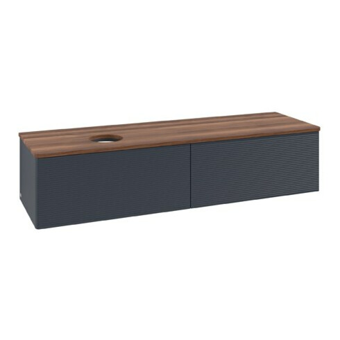V&B Waschtischunterschrank mit Frontstruktur Antao 160x50cm, WBP-farbe w. wal, md bl. m Lac