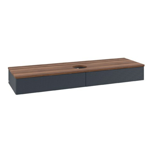 V&B Waschtischunterschrank mit Frontstruktur Antao 160x50cm, WBP-farbe w. wal, md bl. m Lac