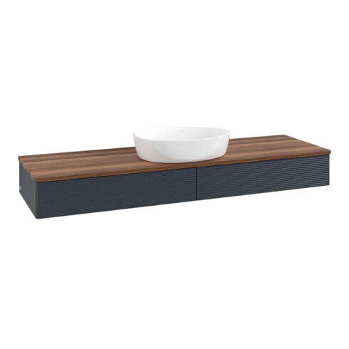 V&B Waschtischunterschrank mit Frontstruktur Antao 160x50cm, WBP-farbe w. wal, md bl. m Lac