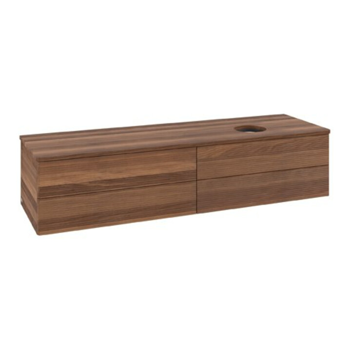 V&B Waschtischunterschrank mit Frontstruktur Antao 160x50cm, WBP-farbe w. wal, warm walnut