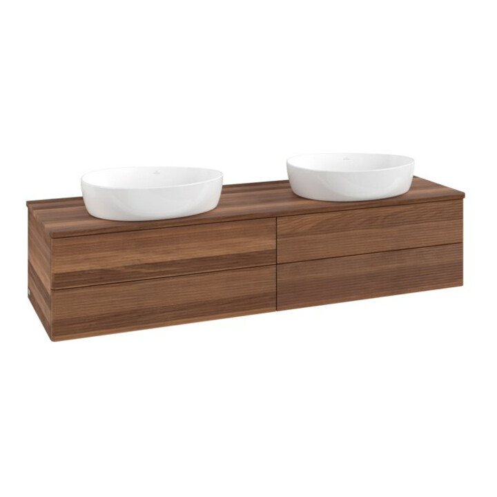 V&B Waschtischunterschrank mit Frontstruktur Antao 160x50cm, WBP-farbe w. wal, warm walnut
