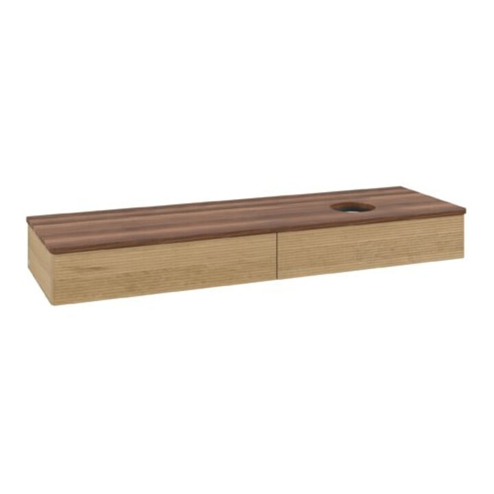 V&B Waschtischunterschrank mit Frontstruktur Antao 160x50cm, WBP-farbe w. walnut, honey oak