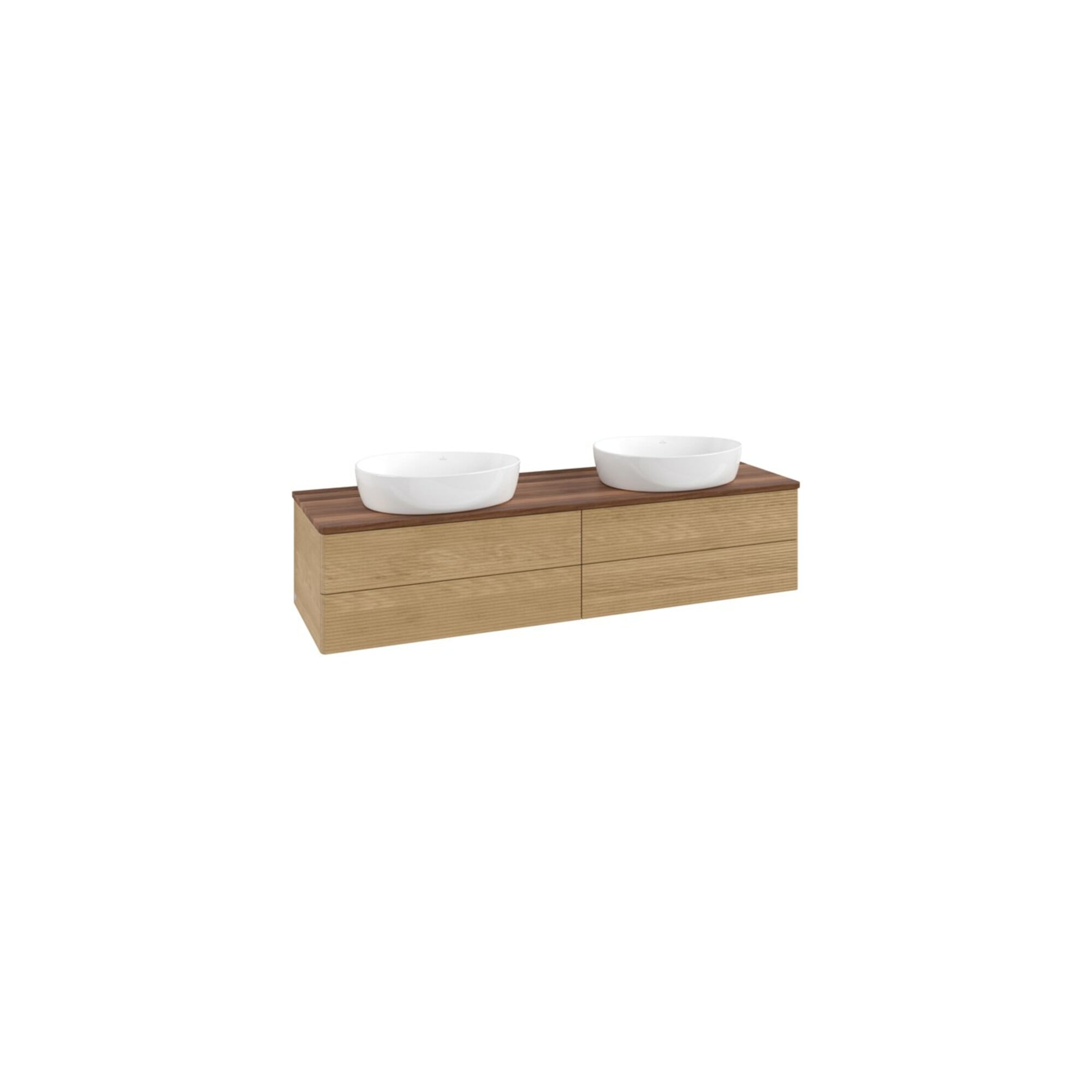 V&B Waschtischunterschrank mit Frontstruktur Antao 160x50cm, WBP-farbe w. walnut, honey oak ; Villeroy & Boch