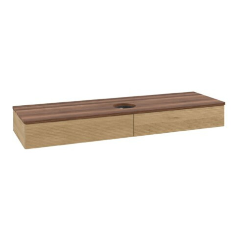 V&B Waschtischunterschrank mit Frontstruktur Antao 160x50cm, WBP-farbe w. walnut, honey oak
