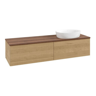 V&B Waschtischunterschrank mit Frontstruktur Antao 160x50cm, WBP-farbe w. walnut, honey oak