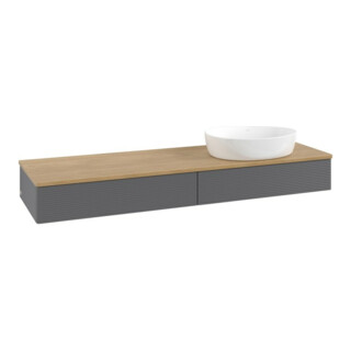 V&B Waschtischunterschrank mit Frontstruktur Antao 160x50cm, WBP hon. Oa, Anthrac. m Lac