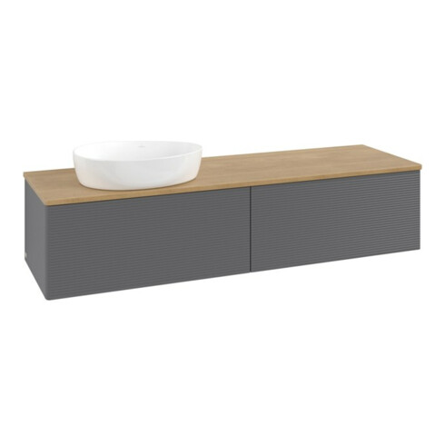 V&B Waschtischunterschrank mit Frontstruktur Antao 160x50cm, WBP hon. Oa, Anthrac. m Lac