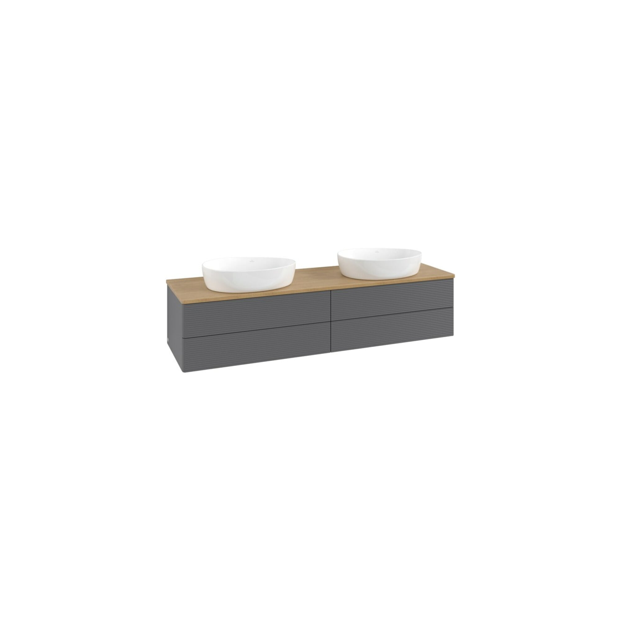 V&B Waschtischunterschrank mit Frontstruktur Antao 160x50cm, WBP hon. Oa, Anthrac. m Lac ; Villeroy & Boch
