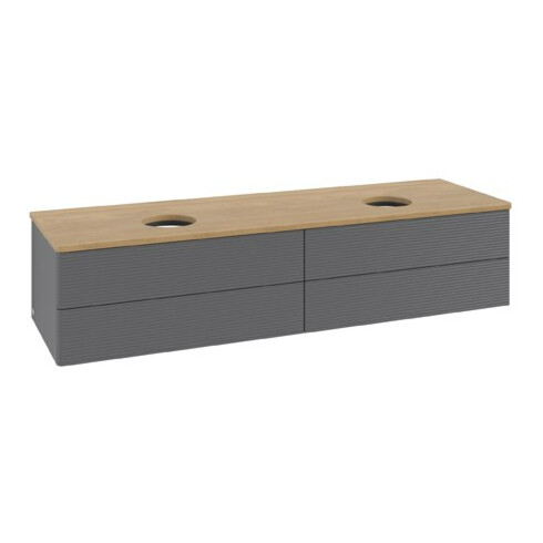 V&B Waschtischunterschrank mit Frontstruktur Antao 160x50cm, WBP hon. Oa, Anthrac. m Lac