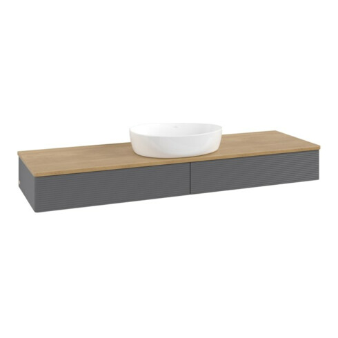 V&B Waschtischunterschrank mit Frontstruktur Antao 160x50cm, WBP hon. Oa, Anthrac. m Lac