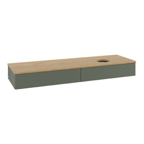 V&B Waschtischunterschrank mit Frontstruktur Antao 160x50cm, WBP hon. Oa, lea gre. m Lac