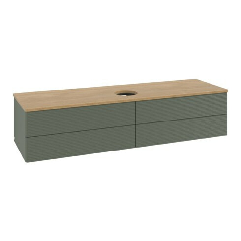 V&B Waschtischunterschrank mit Frontstruktur Antao 160x50cm, WBP hon. Oa, lea gre. m Lac