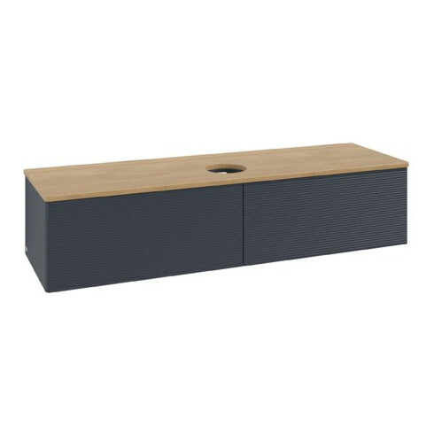 V&B Waschtischunterschrank mit Frontstruktur Antao 160x50cm, WBP hon. Oa, md bl. m Lac