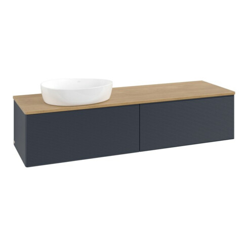 V&B Waschtischunterschrank mit Frontstruktur Antao 160x50cm, WBP hon. Oa, md bl. m Lac