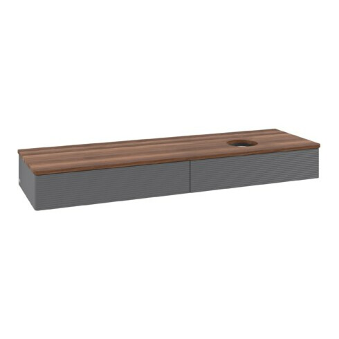 V&B Waschtischunterschrank mit Frontstruktur Antao 160x50cm, WBP w. wal, Anthrac. m Lac