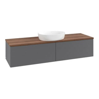 V&B Waschtischunterschrank mit Frontstruktur Antao 160x50cm, WBP w. wal, Anthrac. m Lac