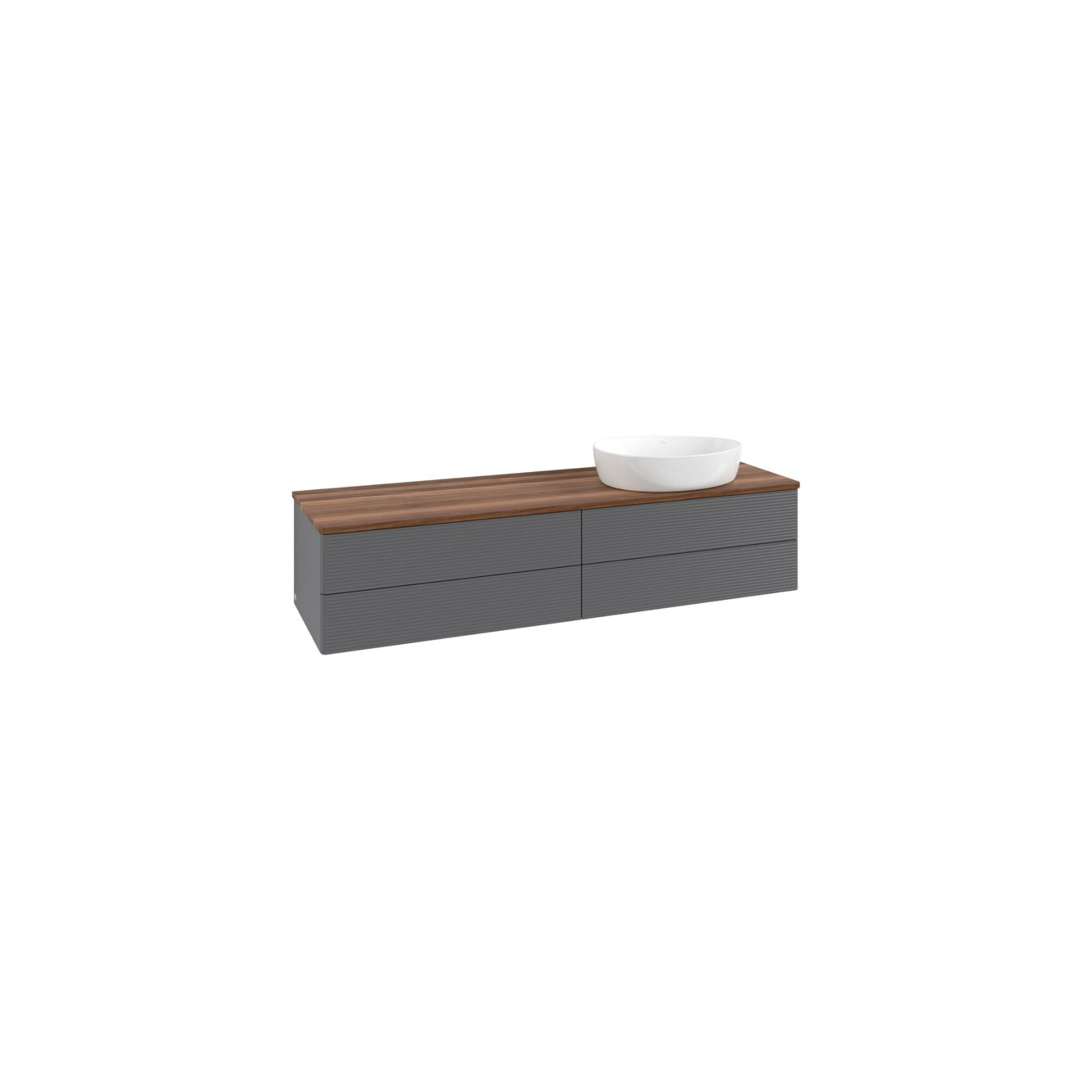 V&B Waschtischunterschrank mit Frontstruktur Antao 160x50cm, WBP w. wal, Anthrac. m Lac ; Villeroy & Boch