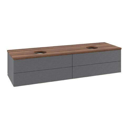 V&B Waschtischunterschrank mit Frontstruktur Antao 160x50cm, WBP w. wal, Anthrac. m Lac