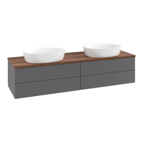 V&B Waschtischunterschrank mit Frontstruktur Antao 160x50cm, WBP w. wal, Anthrac. m Lac