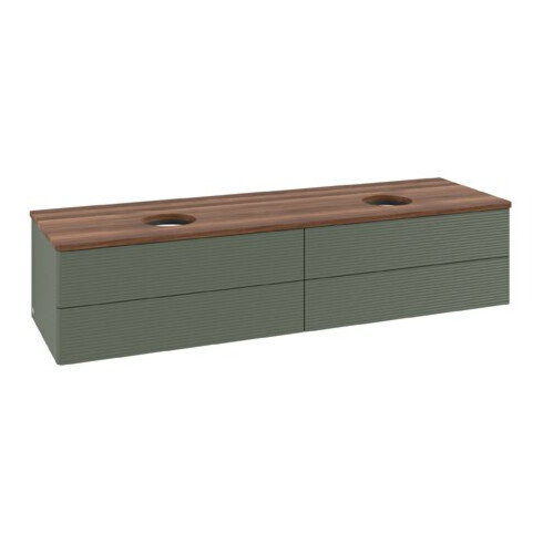 V&B Waschtischunterschrank mit Frontstruktur Antao 160x50cm, WBP w. wal, lea gre. m Lac