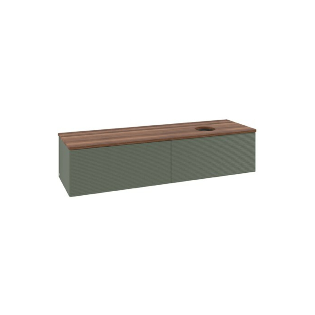 V&B Waschtischunterschrank mit Frontstruktur Antao 160x50cm, WBP w. wal, lea gre. m Lac