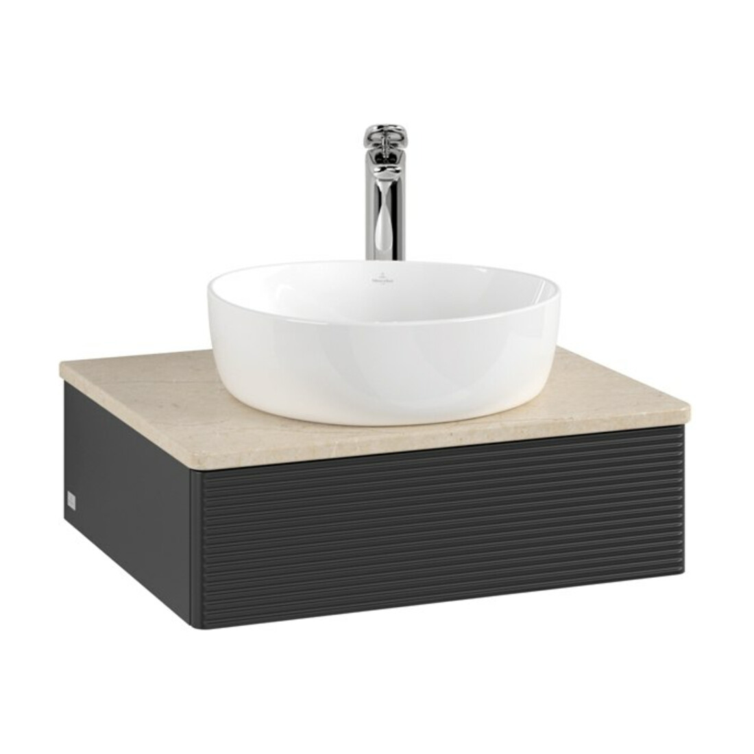 V&B Waschtischunterschrank mit Frontstruktur Antao 60x19x50cm, HL, WBP botti., bla m Lac