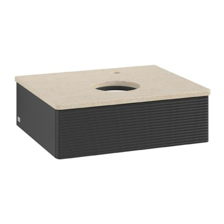 V&B Waschtischunterschrank mit Frontstruktur Antao 60x19x50cm, HL, WBP botti., bla m Lac