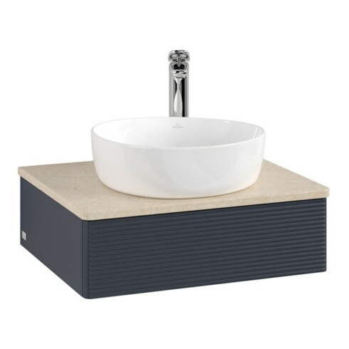 V&B Waschtischunterschrank mit Frontstruktur Antao 60x19x50cm, HL, WBP botti., md bl. m Lac