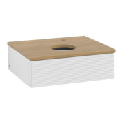 V&B Waschtischunterschrank mit Frontstruktur Antao 60x19x50cm, HL, WBP hon. Oa, glo wh. Lac