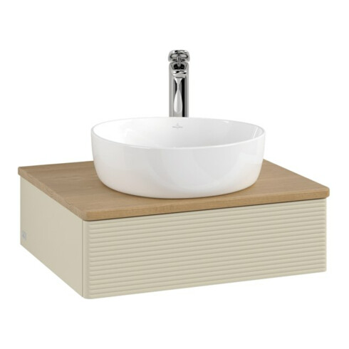 V&B Waschtischunterschrank mit Frontstruktur Antao 60x19x50cm, HL, WBP hon. Oa, si Gr m Lac